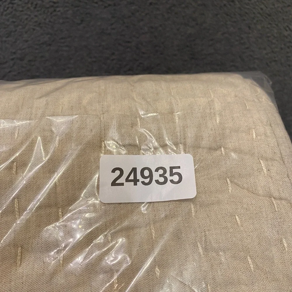Quince European Linen Cotton Stitch Quilt Full/Queen Size Natural Beige NO SHAMS